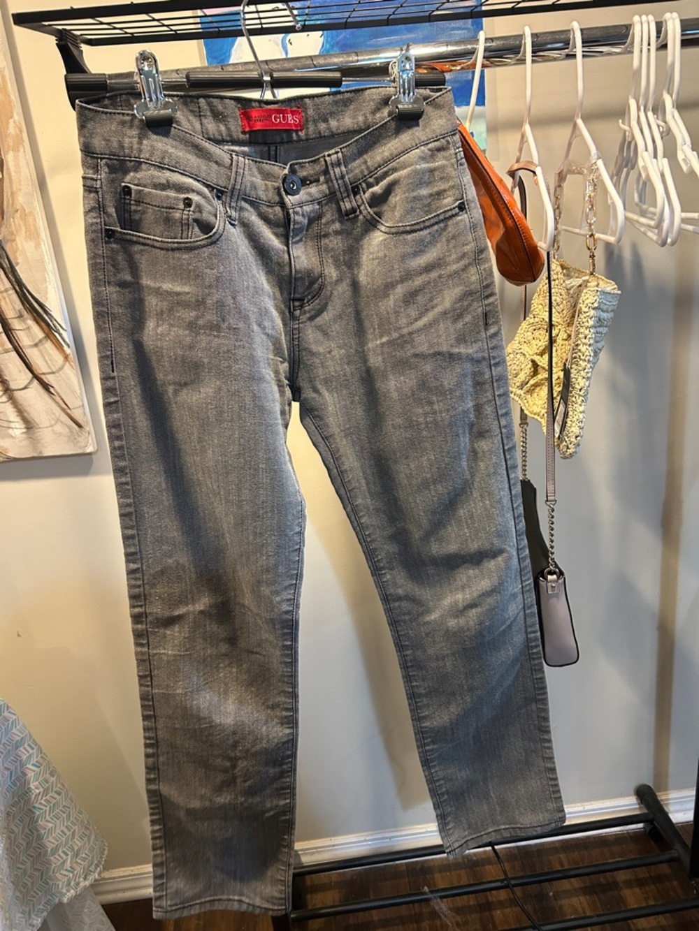 Women's Gray Slim Straight Guess Jeans